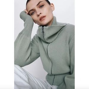 Zara Zip Up Knit Jacket Sweater